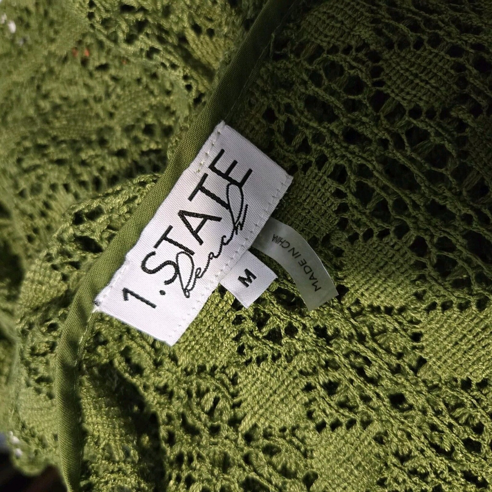 1.STATE Crochet Lace Swim Cover-Up Medium 70s Retro Boho Hippie Festival NWT - Picture 5 of 10